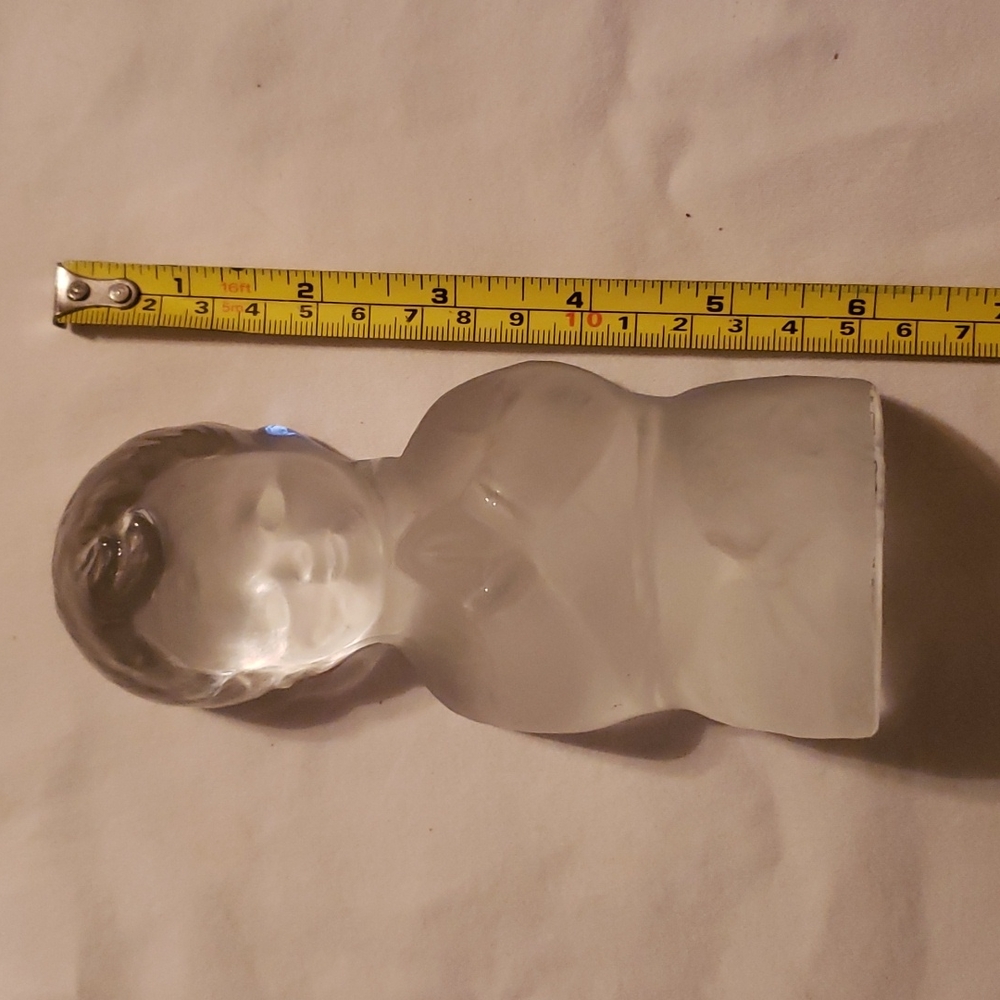 Vintage Viking Hand Made 6" Frosted/ Clear Crystal Praying Boy Bookend Sculpture